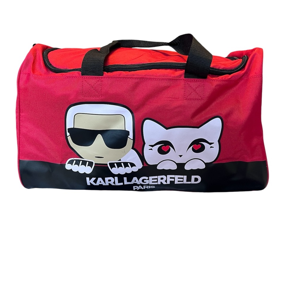 Karl Lagerfeld Red and Black Duffel Bag